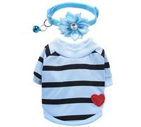 YSJCHEBS 1 Pieza De Ropa para Mascotas, 1 Pieza De Collar para Mascotas, Camiseta A Rayas para Perros, Cuello Ajustable, Suéter De Manga Corta De Verano, Suministros para Mascotas