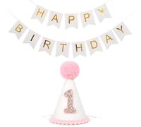 YSJCHEBS 1 Pieza De Sombrero De Cumpleaños para Bebé, 1 Pieza De Pancarta De Feliz Cumpleaños, Corona De Primer Cumpleaños, Linda Corona De Fieltro, Sombrero De Fiesta De Cumpleaños para Bebé