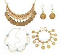 YSJCHEBS 1 Pieza Tiara, 1 Pieza Collar, 1 Par De Aretes Y 1 Pieza Pulsera, Joyería De Metal Vintage, Joyería para Mujer, Complementos De Fiesta