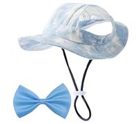 YSJCHEBS 1 Sombrero para Mascotas, 1 Pajarita para Mascotas, Sombrero para El Sol para Perros, Protección Solar para Perros, Gorra De Béisbol para Perros, Sombrero para Cachorros