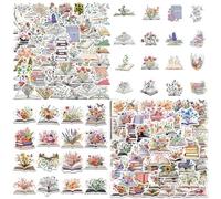 YSJCHEBS 100 Pegatinas De Flores para Libros, Pegatinas De Flores Y Plantas, Decoración De Pegatinas De Libros Impermeables, Hermosa Decoración De Pegatinas, Pegatinas De Cuaderno De Bricolaje