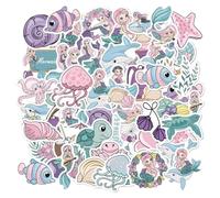 YSJCHEBS 100 Piezas Pegatinas Temáticas del Océano, Infantiles De Dibujos Animados, Impermeables, Para Decorar Vasos De Agua Y Bicicletas