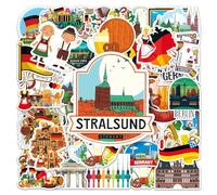 YSJCHEBS 100 Uds. Pegatinas De Viaje De Alemania para Equipaje y Ordenador Portátil - Diseño Retro, Impermeable De Países