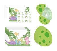 YSJCHEBS 12 Tarjetas De Invitación De Dinosaurio, Equipadas con 12 Sobres De Dinosaurio Y 12 Pegatinas De Sello De Dinosaurio, Tarjetas De Invitación Infantiles Creativas