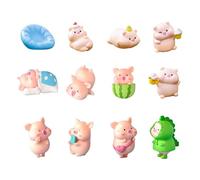 YSJCHEBS 12 Uds. De Adornos De Cerdo De Dibujos Animados, Mini Adornos De Animales, Adornos De Decoración De Mesa, Decoraciones De Pasteles, Juguetes para Niños