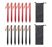 YSJCHEBS 14 Clavos para Tienda De Campaña, 2 Bolsas De Almacenamiento, Clavos para Acampar, Clavos De Tierra Triangulares De Metal, Accesorios para Tiendas De Campaña Al Aire Libre