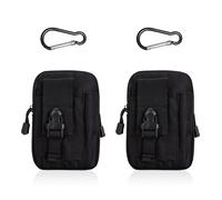 YSJCHEBS 2 Bolsas Tácticas Negras para Cintura, 2 Mosquetones, Bolsa Multifuncional para Teléfono Móvil, Práctica Bolsa De Tela Oxford, Riñonera para Deportes Al Aire Libre