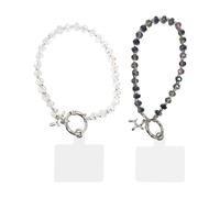 YSJCHEBS 2 Cadenas De Pulsera para Teléfono Móvil, 2 Espaciadores para Teléfono Móvil, Cadena De Cuentas De Cristal, Cadena Cole para Teléfono Móvil, Decoración De Accesorios para Teléfono Móvil