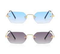 YSJCHEBS 2 Gafas De Sol, Gafas De Sol Sin Montura, Gafas De Sol De Moda, Gafas De Sol Rectangulares, Gafas De Sol Simples, Accesorios De Vestir, Equipo Para Exteriores