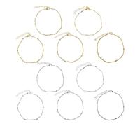 YSJCHEBS 2 Juegos De Tobilleras Apiladas De 5 Capas, Tobilleras Estilo Bohemio, Tobilleras De Metal, Tobilleras Simples, Tobilleras De Moda, Tobilleras Ajustables