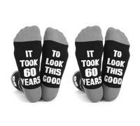 YSJCHEBS 2 Pares De Calcetines Con Estampado De Letras Creativas, De Algodón A Media Pantorrilla, Regalo Divertido Para Una Persona De 60 Años