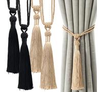 YSJCHEBS 2 Pares De Corbatas De Cortina con Borlas, Corbatas De Cortina Simples Y Modernas, Corbatas De Cortina Tejidas Elegantes, Accesorios para Cortinas, Accesorios para El Hogar