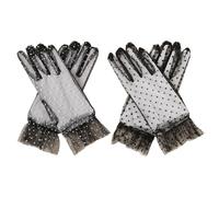 YSJCHEBS 2 Pares De Guantes De Encaje, Guantes De Encaje De Lunares, Elegantes Guantes De Malla, Guantes De Conserje De Fiesta, Adecuados Para Bodas, Ópera, Baile