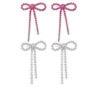 YSJCHEBS 2 Pares De Pendientes De Borla De Lazo, Pendientes Elees para Mujer, Pendientes De Moda Simples, Pendientes De Diamantes, Joyas Coles, Accesorios De Vestir
