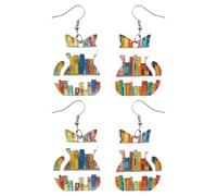 YSJCHEBS 2 Pares De Pendientes De Gato Libro, Pendientes Coles Personalizados, Pendientes De Moda para Mujer, Decoraciones De Gato Acrílico, Pendientes Divertidos, Joyería