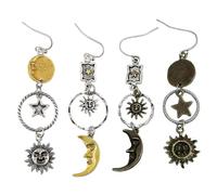 YSJCHEBS 2 Pares De Pendientes Sun Star Moon, Pendientes De Estilo Creativo, Pendientes De Metal Retro, Pendientes Largos Coles, Accesorios De Ropa