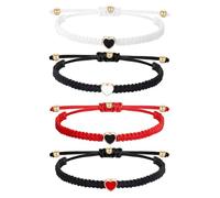 YSJCHEBS 2 Pares Pulseras De Amor, Pulseras Tejidas A Mano, Pulseras De Pareja, Pulseras Ajustables, Pulseras Simples, Pulseras De Regalo