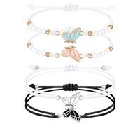 YSJCHEBS 2 Pares Pulseras De Mariposa Trenzadas, Pulseras De Amistad, Conjuntos De Pulseras, Pulseras De Pareja, Pulseras De Amor De Pareja, Pulseras De Pareja Personalizadas
