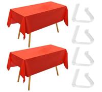 YSJCHEBS 2 Piezas De Manteles Rojos Y 4 Piezas De Mantel, Manteles Rectangulares, Mesas De Banquetes, Manteles Impermeables, Techos De Plástico