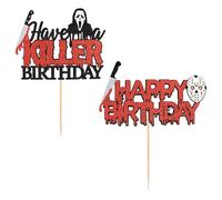 YSJCHEBS 2 Piezas De Revestimientos para Pasteles con Cara De Fantasma, Decoraciones De Cumpleaños De Halloween, Decoraciones para Fiestas De Cumpleaños De Películas