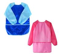 YSJCHEBS 2 Piezas Funda Impermeable para Niños Delantal De Manga Larga para Niños Delantal con Bolsillos Delantal Resistente A La Suciedad para Pintar Cocinar
