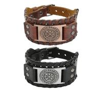 YSJCHEBS 2 Piezas Pulseras Vintage, Pulseras De Cuero para Hombre, Pulseras De Moda, Complementos De Vestir, Joyas De Regalo