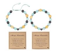 YSJCHEBS 2 Pulseras De Cuentas De Piedra De Colores, Pulsera De Inspiración De Piedra Natural, Pulsera De Amistad, Pulsera De La Suerte, Pulsera De Cuentas De Bolas Ajustables, Pulsera De Regalo