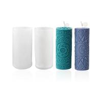 YSJCHEBS 2 Uds Molde Cilíndrico Estampado Molde De Silicona DIY Artesanía Aromaterapia Escayola Molde Jabón Molde Fiesta Vela Molde