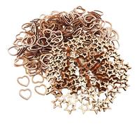 YSJCHEBS 200 Piezas De Astillas De Madera En Forma De Corazón, 100 Piezas De Astillas De Madera En Forma De Estrella, Astillas De Madera Decorativas En Forma De Corazón, Confeti De Madera