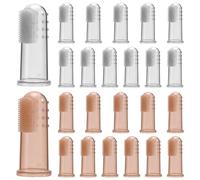 YSJCHEBS 24 Cepillos De Dientes Para Dedos De Bebé, Transparentes Y Marrones, Silicona Suave, Cuidado Bucal Para Bebés
