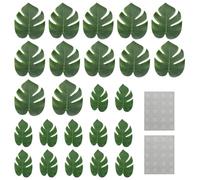 YSJCHEBS 24 Piezas De Hojas De Palma Artificiales con Pegamento Punteado, Hojas Artificiales, Hojas Artificiales para Decoración, Decoraciones De Fiesta Hawaiana, Decoraciones Temáticas Tropicales