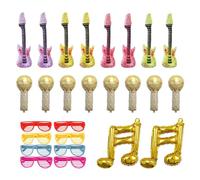 YSJCHEBS 26 Piezas De Accesorios Musicales, Accesorios para Fotos De Cumpleaños, Instrumentos Musicales Inflables para Fiestas, Accesorios para Fotomatón De Fiesta De Cumpleaños