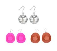 YSJCHEBS 3 Pares Pendientes De Bola De Espejo Pendientes De Música Pendientes De Fiesta Disco Retro Pendientes De Mezclilla Accesorios De Fiesta De Mezclilla