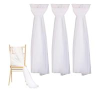 YSJCHEBS 3 Piezas Decoración De Silla, Tul Blanco, Red De Decoración De Respaldo De Silla De Boda, Gasa De Decoración De Silla, Lazo De Decoración De Boda, Tela De Decoración De Tela