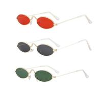 YSJCHEBS 3 Uds Gafas De Sol Ovaladas Gafas De Festival Retro Gafas De Sol De Metal Accesorios De Festival Para Mujer Gafas De Moda Unisex