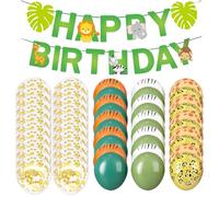 YSJCHEBS 30 Globos con Elementos De Animales De La Selva, 20 Globos De Lentejuelas Y 1 Bandera del Bosque, Decoraciones para Fiestas, Accesorios De Decoración para Fiestas