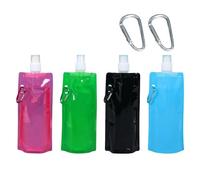 YSJCHEBS 4 Bolsas De Agua Plegables, 2 Mosquetones, Bolsas De Agua Potable Portátiles, Bolsas De Almacenamiento De Agua Al Aire Libre, Adecuadas para Deportes Al Aire Libre, Montañismo Y Camping