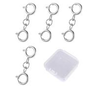 YSJCHEBS 4 Hebillas De Joyería, 1 Caja De Almacenamiento, Hebilla De Plata De Ley, Hebilla De Collar, Cadena De Seguridad De Plata para Pulsera, Hebilla De Collar Multicapa, Cierre De Mosquetón Doble