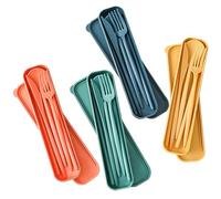 YSJCHEBS 4 Juegos De Cubiertos De Viaje, Juego De Cubiertos Portátiles, Juego De Cubiertos para El Almuerzo, Juego De Cubiertos para Acampar Al Aire Libre, Juego De Cubiertos Reutilizables