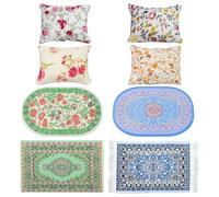 YSJCHEBS 4 Mini Tapetes Y 4 Mini Cojines, Decoraciones para Casas De Muñecas, Accesorios para Casas De Muñecas, Juguetes Creativos para Niños