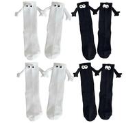 YSJCHEBS 4 Pares De Calcetines Magnéticos Tridimensionales Para Ojos, Calcetines De Diseño Creativo, Calcetines Lindos E Interesantes, Calcetines De Algodón A Media Pantorrilla, Amigos