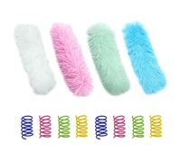 YSJCHEBS 4 Tiras De Felpa De Menta, 8 Plumas, Juguetes Interactivos para Gatos, Juguetes con Hierba Gatera, Adecuados para Juguetes Interactivos De Interior, Suministros para Mascotas