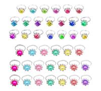 YSJCHEBS 40 Uds. Anillos De Piedras Preciosas De Resina, Anillos para Niñas, Anillos Ajustables, Juguetes para Niñas, Anillos De Vestir para Juegos