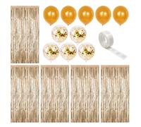 YSJCHEBS 5 Cortinas con Borlas, 10 Globos Y 1 Rollo De Pegamento De Puntos, Decoraciones para Fiestas, Decoraciones Brillantes, Accesorios De Decoración para Fiestas