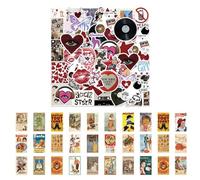 YSJCHEBS 50 Piezas De Pegatinas Vintage Y 60 Piezas De Papel Vintage, Pegatinas Divertidas, Accesorios para Scrapbooking, Pegatinas Decorativas