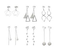 YSJCHEBS 6 Pares De Pendientes De Clip, Gota con Borlas, Hoja, Retorcidos, Perlas, Sin Perforación - Joyas Elegantes Y Versátiles