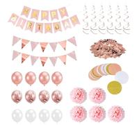 YSJCHEBS 6 Piezas De Decoraciones En Espiral, 1 Juego De Globos con Bandera De Cumpleaños, 1 Pieza De Bandera De Disco, 5 Piezas De Ramos De Papel Y Confeti De 10 G, Decoraciones para Fiestas