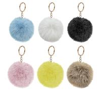 YSJCHEBS 6 piezas llaveros pompones, accesorios para bolsos, llaveros esponjosos, llaveros lindos, llaveros pompones, llaveros niñas, llaveros grandes.