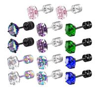 YSJCHEBS 7 Pares De Pendientes De Circonitas, Pendientes Personalizados De Moda, Pendientes De Acero Inoxidable, Pendientes Sencillos, Pendientes Brillantes