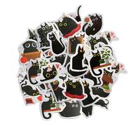 YSJCHEBS 92 Pegatinas De Gatos Negros, Lindas Pegatinas, Pegatinas De Graffiti De Dibujos Animados, Se Pueden Usar para Decorar Cuadernos, Álbumes De Fotos, Álbumes De Recortes, Guitarras, Etc.